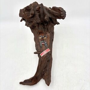 VTG Hand Carved Driftwood Face German Folk Art Luftkurort Hochspeyer Pfalz